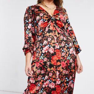 Asos Vero Moda Midi Dress in Bold Red Floral